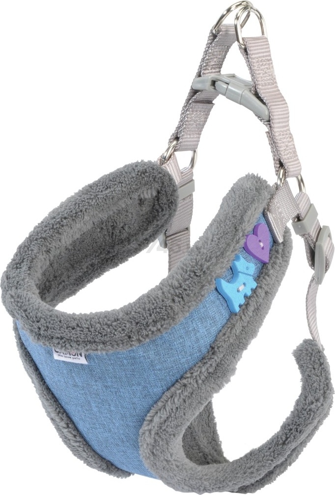 Шлейка для собак CAMON с меховой подкладкой и краями S 48-54 см голубая (DC017/A)