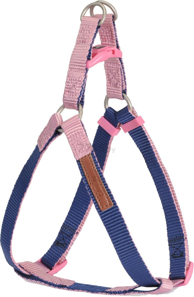 Шлейка для собак CAMON Двухцветная 25 мм 60-100 см синяя/розовая (DC119/P.01)