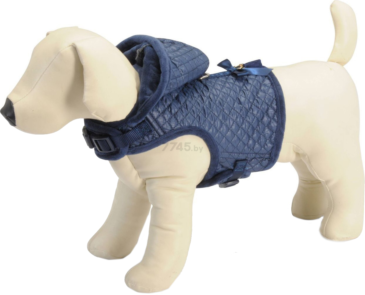 Шлейка для собак CAMON Зимняя с капюшоном стеганая XS 34-40 см синяя (DC0193/B)