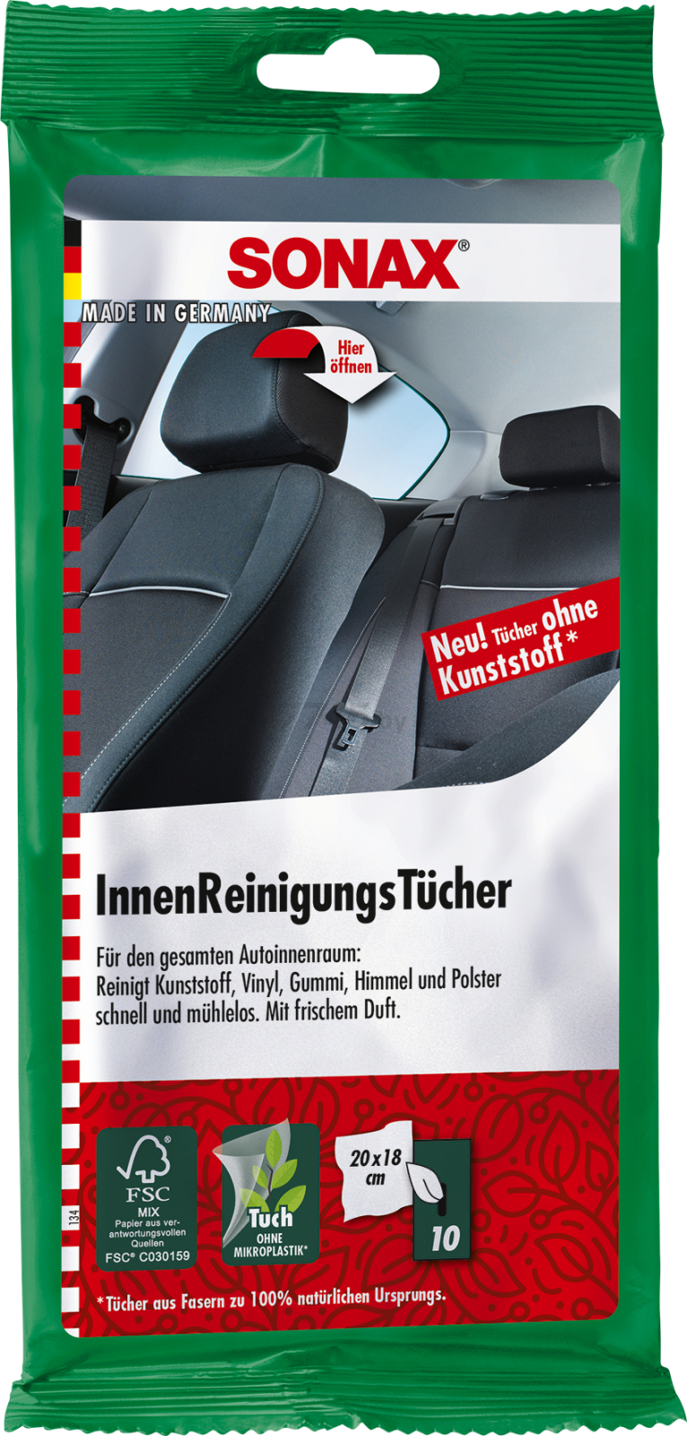 Салфетки влажные SONAX InnenReinigungsTucher 10 штук (415900)