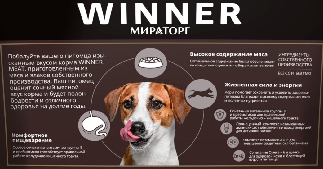 Сухой корм для мелких собак МИРАТОРГ Winner Meat с нежной телятиной 0,5 кг (1010022541) - Фото 4
