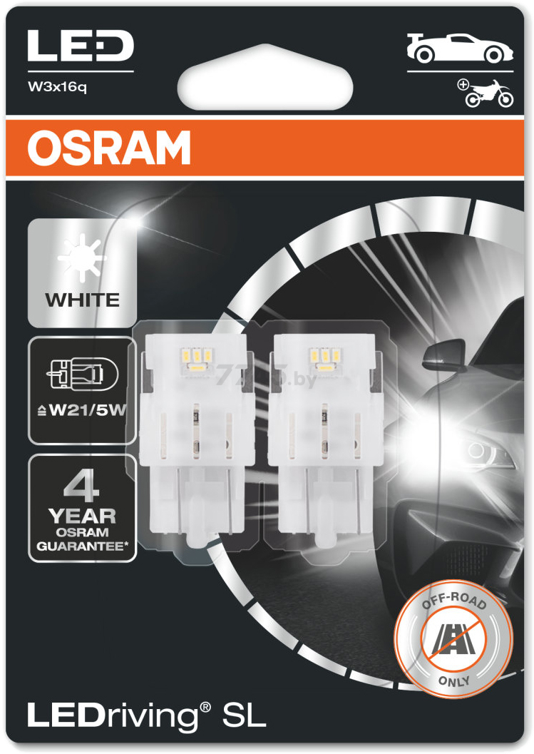 Лампа светодиодная автомобильная OSRAM LEDriving SL W21/5W 2 штуки (7515DWP-02B) - Фото 3