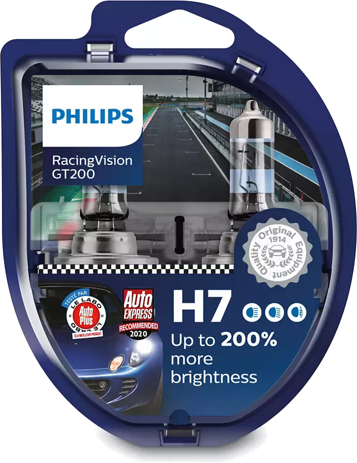 Лампа галогенная автомобильная PHILIPS RacingVision GT200 H7 2 штуки (12972RGTS2) - Фото 3