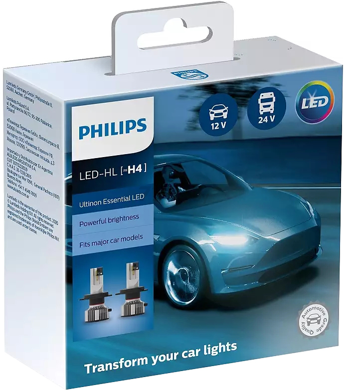 Лампа светодиодная автомобильная PHILIPS Ultinon Essential LED H4 2 штуки (11342UE2X2) - Фото 3