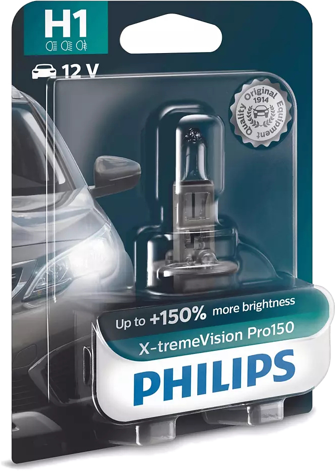 Лампа галогенная автомобильная PHILIPS X-tremeVision Pro150 H1 (12258XVPB1) - Фото 3