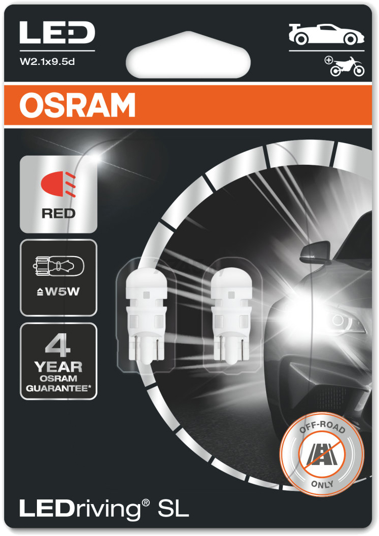 Лампа светодиодная автомобильная OSRAM LEDriving SL W5W 2 штуки (2825DRP-02B) - Фото 3