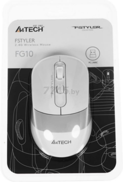 Мышь беспроводная A4TECH Fstyler FG10 White/Gray - Фото 7