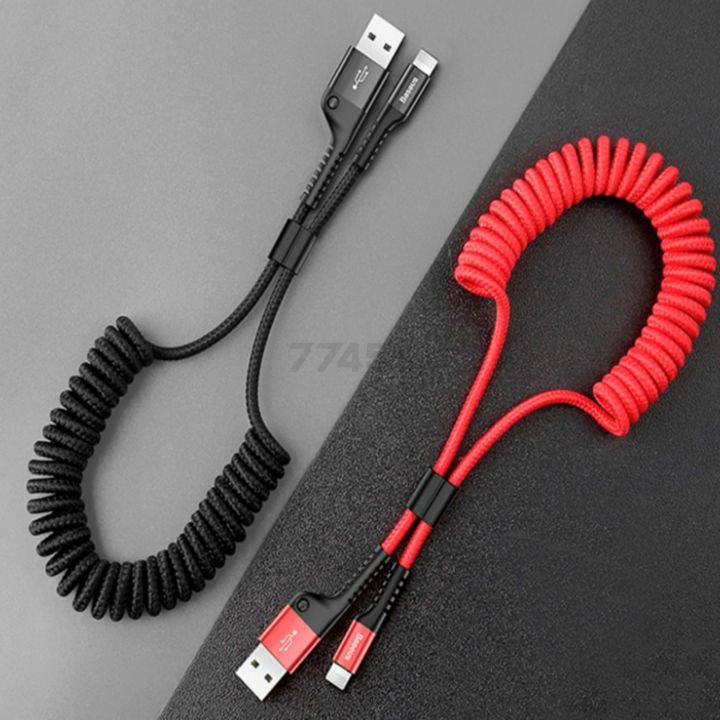 Кабель BASEUS Fish-Eye Spring Data Cable USB-A To Lightning Black (CALSR-01) - Фото 3