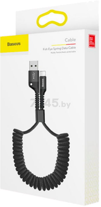 Кабель BASEUS Fish-Eye Spring Data Cable USB-A To Lightning Black (CALSR-01) - Фото 2