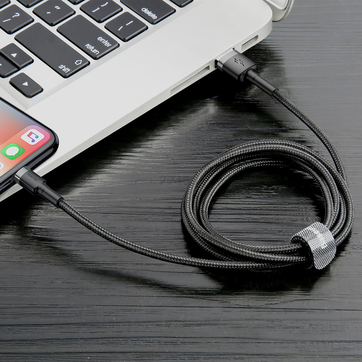 Кабель BASEUS Cafule Cable USB For IP Black Gray (CALKLF-AG1) - Фото 8