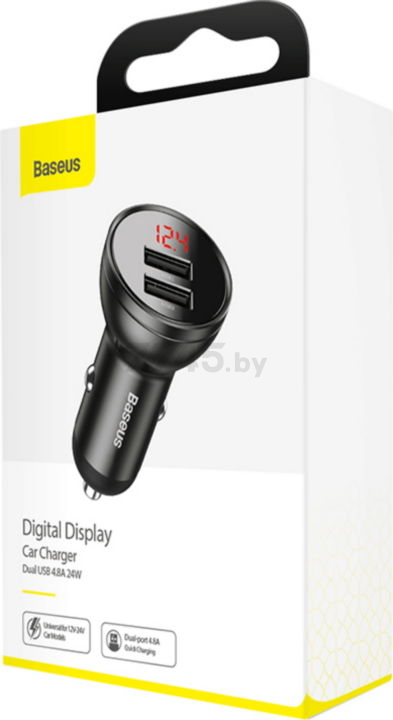 Автомобильное зарядное устройство BASEUS Digital Display Dual USB Grey (CCBX-0G) - Фото 9