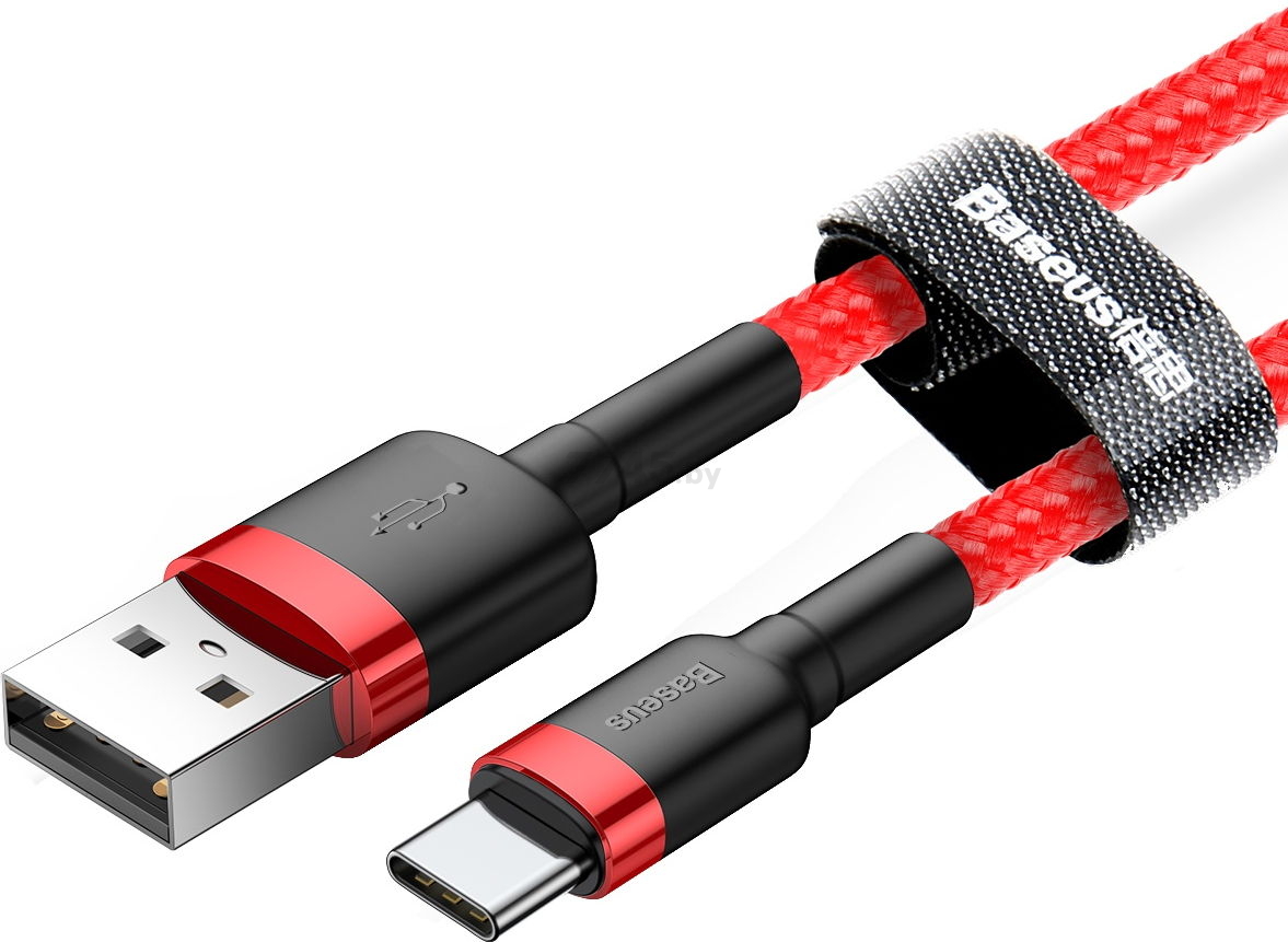 Кабель BASEUS Cafule Cable USB For Type-C Red Red (CATKLF-C09) - Фото 3