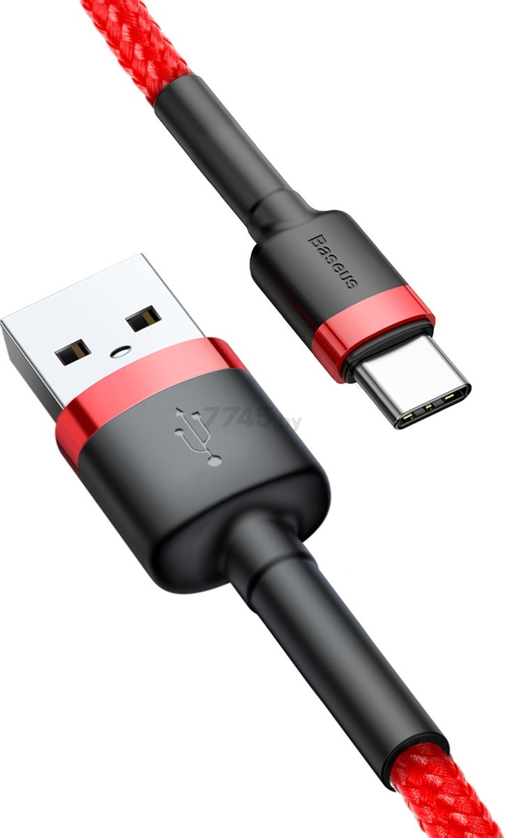 Кабель BASEUS Cafule Cable USB For Type-C Red Red (CATKLF-C09) - Фото 4