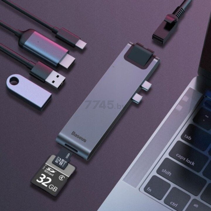 USB-хаб BASEUS Thunderbolt C+ Pro CAHUB-L0G Grey - Фото 9