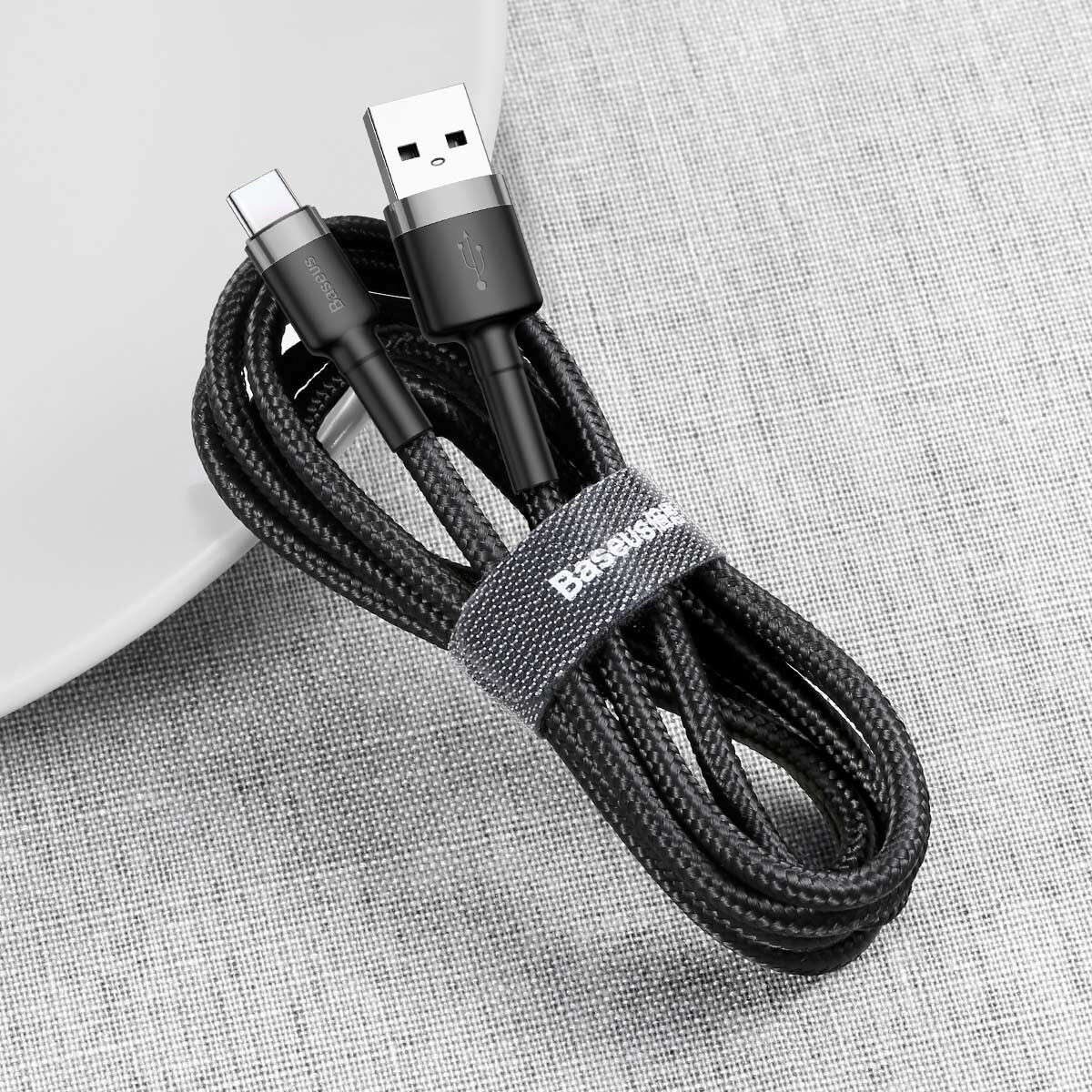 Кабель BASEUS Cafule Cable USB For Type-C Gray Black (CATKLF-BG1) - Фото 6