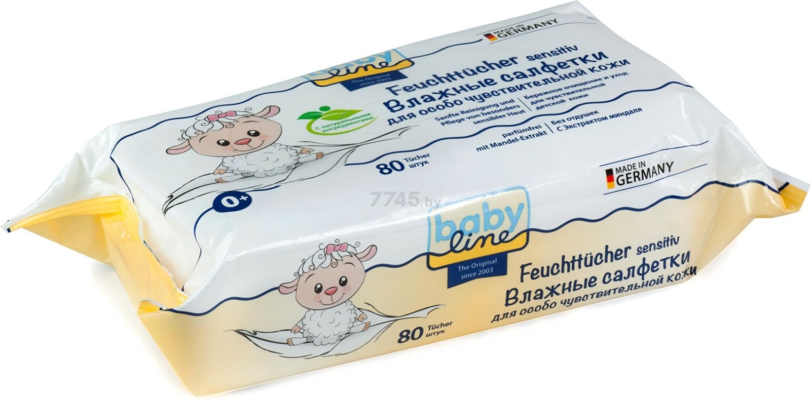 Салфетки влажные BABYLINE для чувствительной кожи с Экстрактом миндаля 80 штук (3001980) - Фото 2