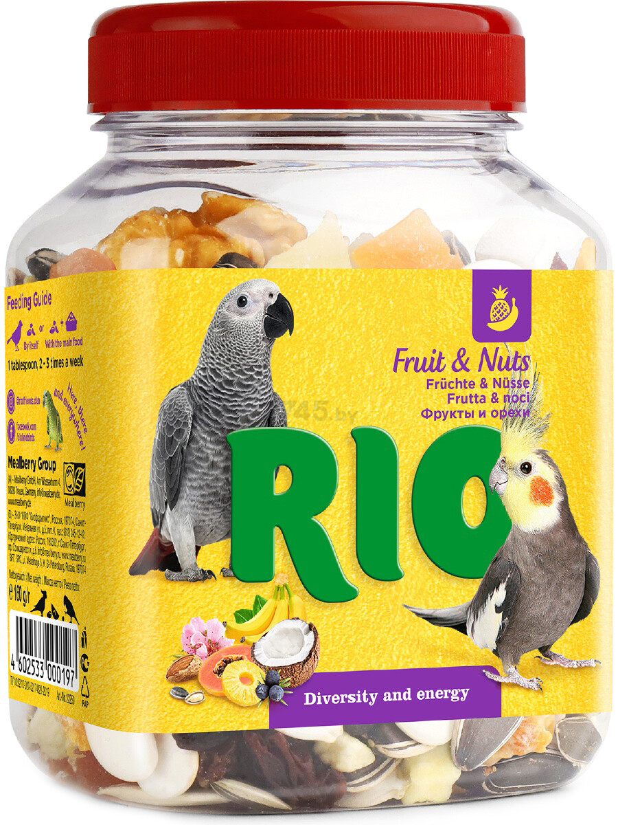 Добавка для средних и крупных попугаев RIO Фруктово-ореховая смесь 160 г (4602533000197)