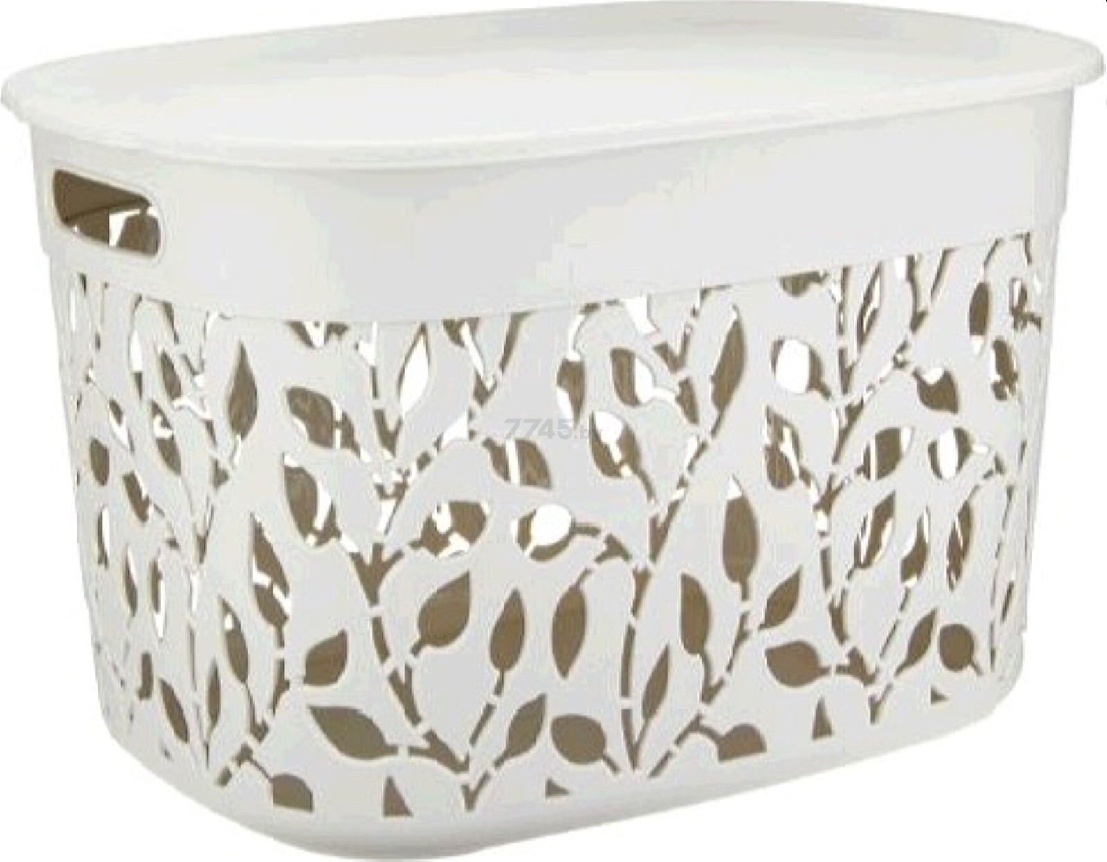 Коробка для хранения вещей пластиковая IDEA Флора белый ротанг 25 л (4605196040562)