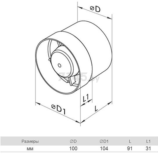 Вентилятор вытяжной канальный VENTS 100 ВКО турбо - Фото 2