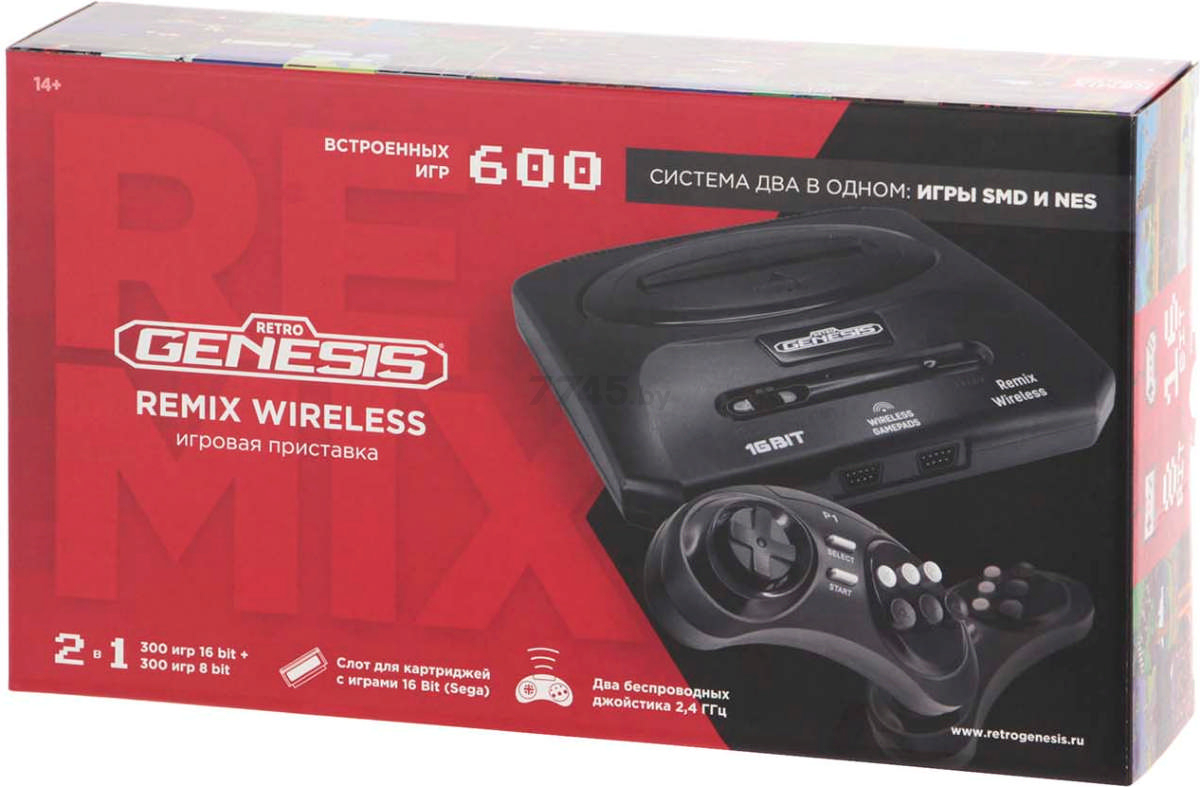 Игровая приставка RETRO GENESIS Sega Remix Wireless 8+16Bit + 600 игр (ConSkDn101) - Фото 5