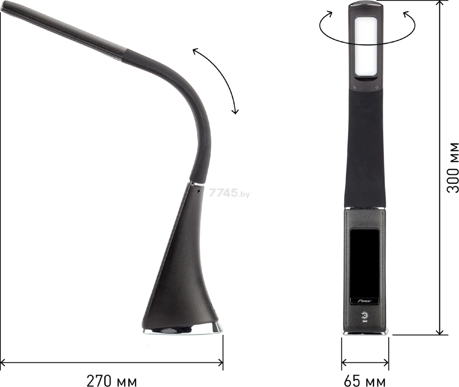 Лампа настольная светодиодная ЭРА NLED-461-7W-BK черный - Фото 7