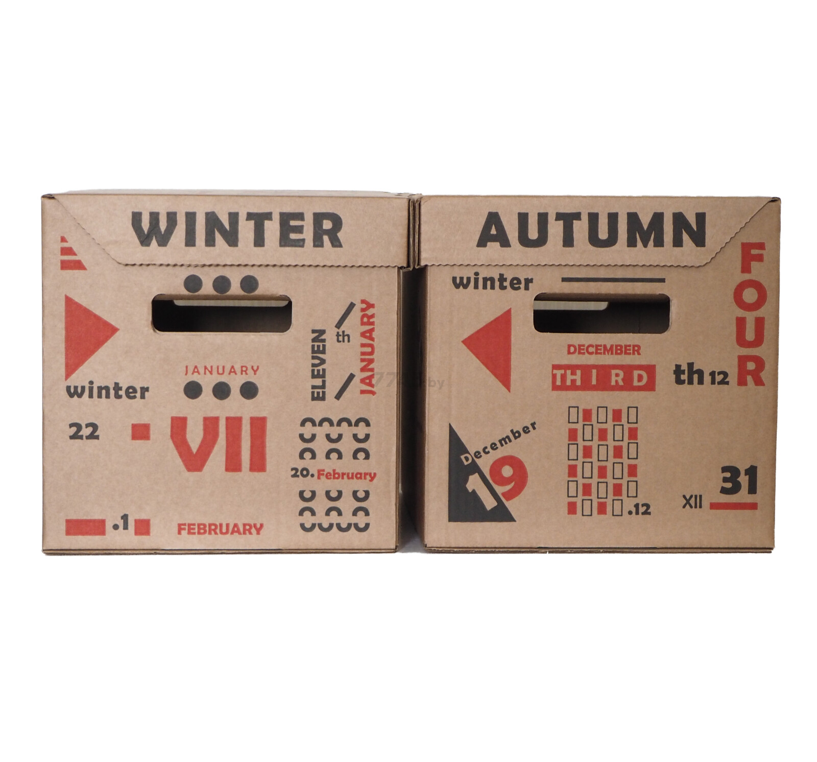 Набор коробок картонных KARDECO 360х265х260 мм красный/черный 2 штуки (KLD002r) - Фото 2