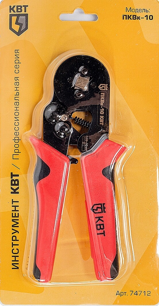 Кримпер (пресс-клещи) для обжима втулочных наконечников КВТ ПКВк-10 (74712) - Фото 6