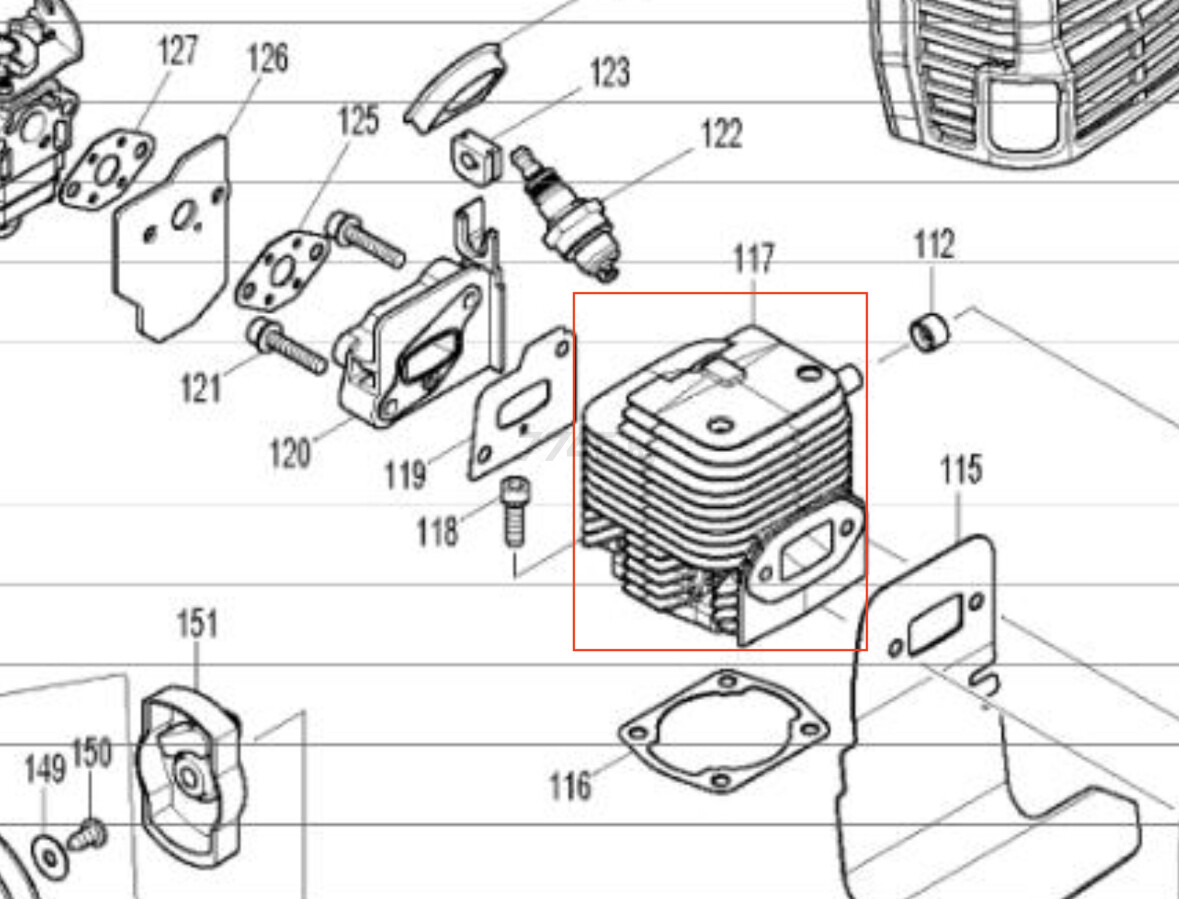 Цилиндр для триммера/мотокосы MAKITA EM3400U (319133-3)