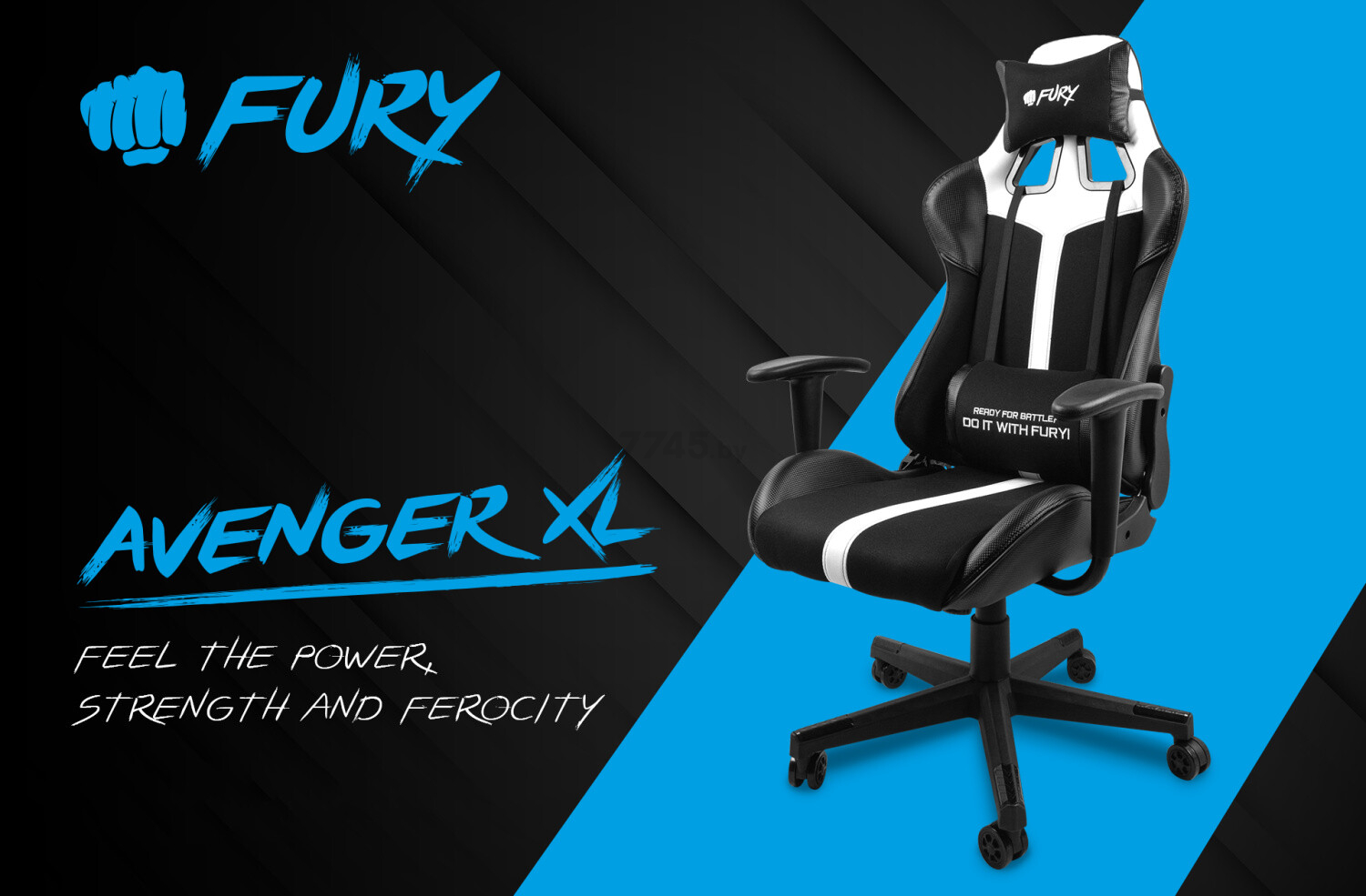 Кресло геймерское FURY Avenger XL Black-White (NFF-1712) - Фото 10