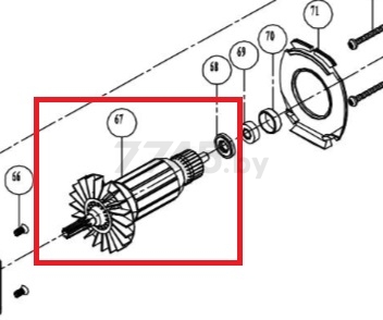 Ротор для перфоратора BULL BH2601 (TD2601-67+68)