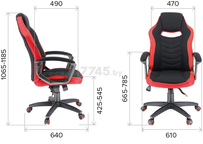 Кресло геймерское EVERPROF Stels ткань черный/красный - Фото 4