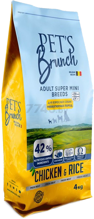 Сухой корм для собак PETS BRUNCH Adult Super Mini Breeds курица 4 кг (4812743000065)