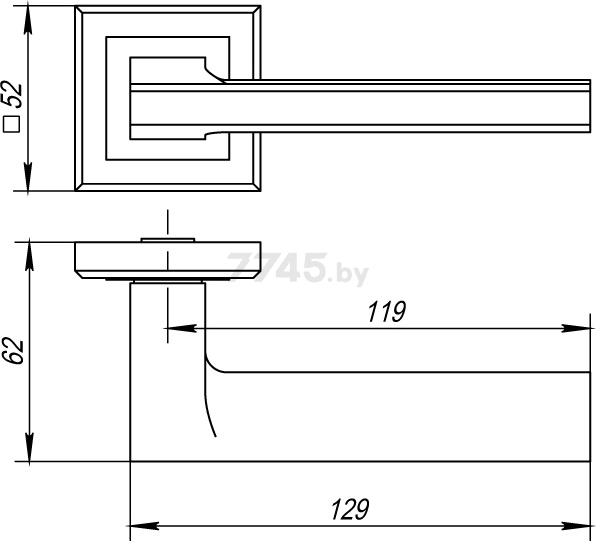 Ручка дверная на розетке PUNTO Blade QL GR/CP-23 графит, хром (37007) - Фото 2