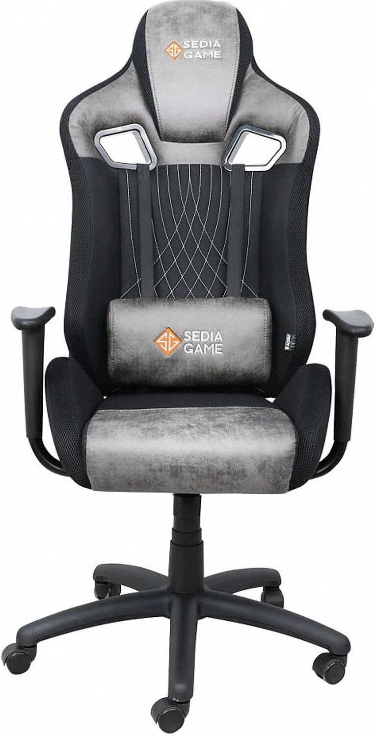 Кресло геймерское AKSHOME Royal велюр/замша светло-серый/черный (75222) - Фото 2