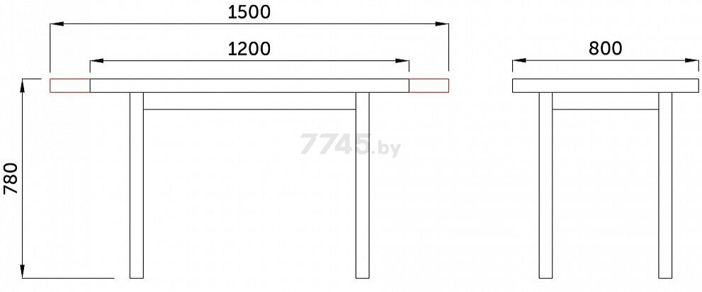 Стол кухонный DREWMIX Max 5 P графит/белый 120-150х80х78 см (66381) - Фото 12