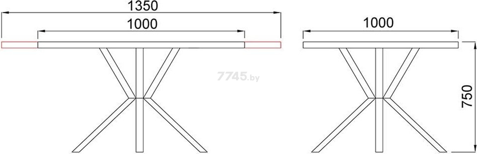 Стол кухонный LISTVIG Vega раздвижной дуб канзас/черный 100-135х100х75 см - Фото 3