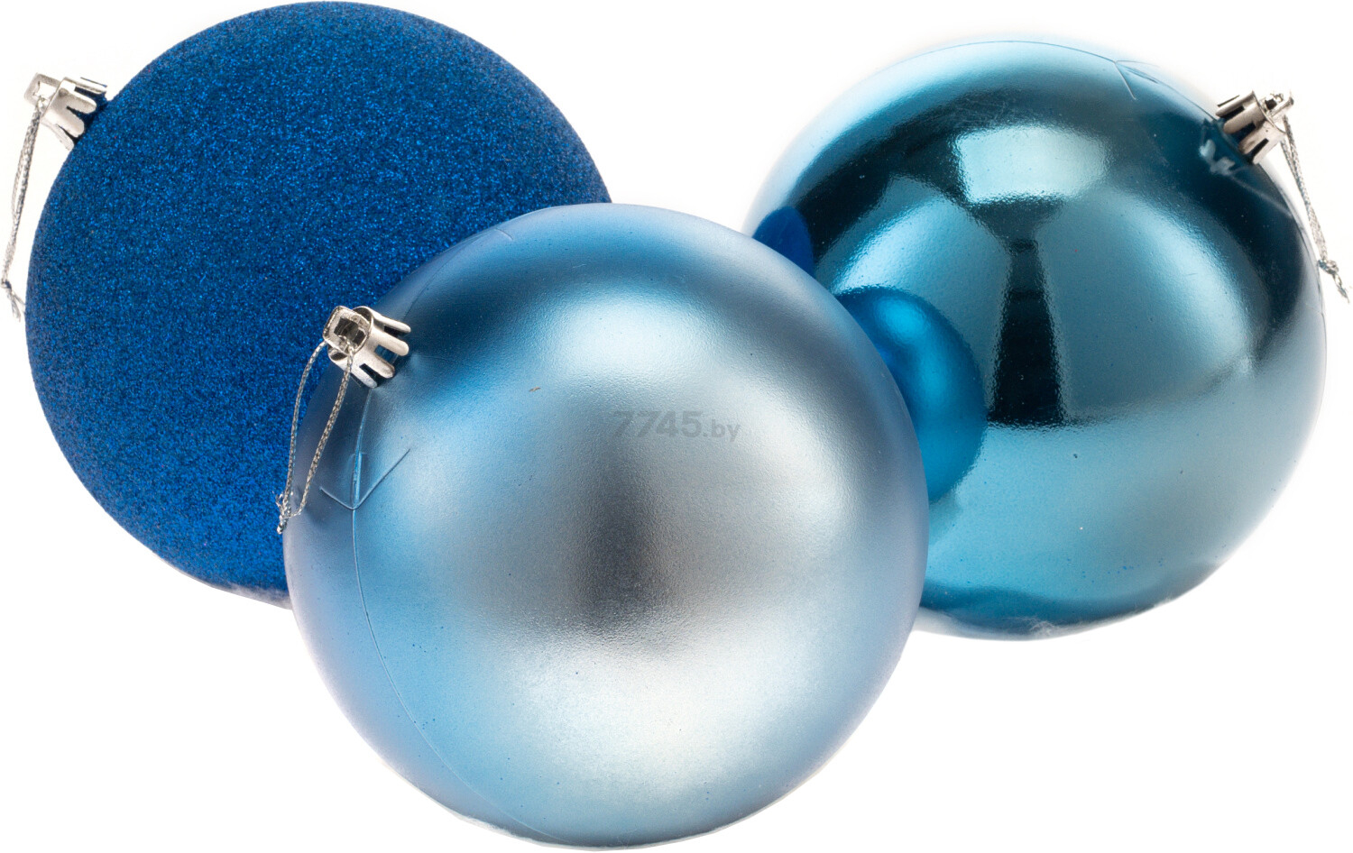 Набор елочных игрушек RITM Шар Сияющий синий микс 10 см 6 штук (КЗС10Х6)