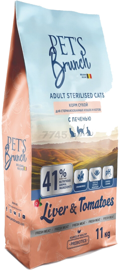 Сухой корм для стерилизованных кошек PETS BRUNCH Adult Sterilised Cats 11 кг (4812743001055)