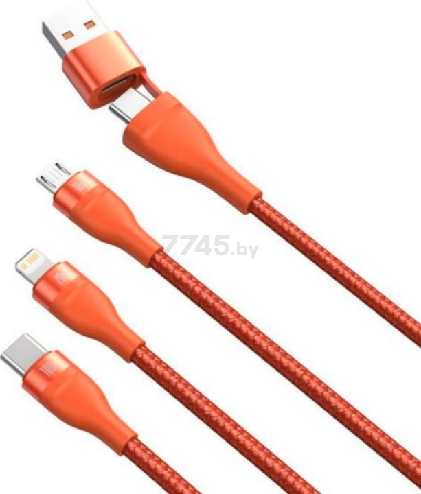 Кабель BASEUS Flash Series 3in2 Data Cable U+C to M+L+C Orange (CA2T3-07) - Фото 2