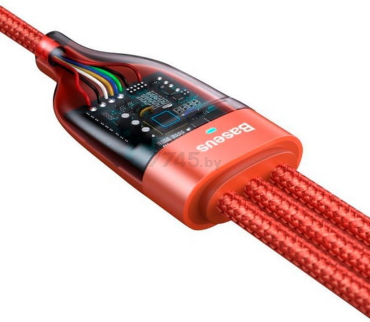 Кабель BASEUS Flash Series 3in2 Data Cable U+C to M+L+C Orange (CA2T3-07) - Фото 6