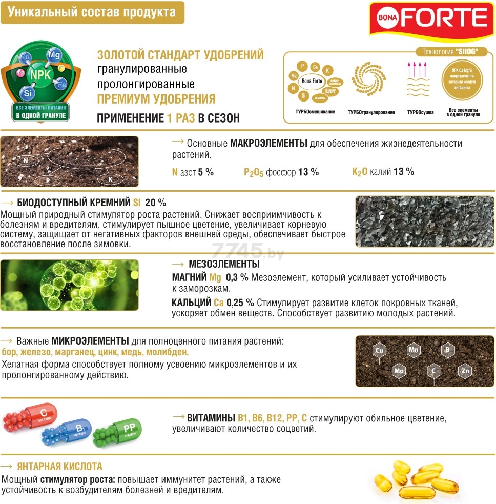 Удобрение минеральное BONA FORTE Для пионов и роз с биодоступным кремнием 1 л (BF23020031) - Фото 4
