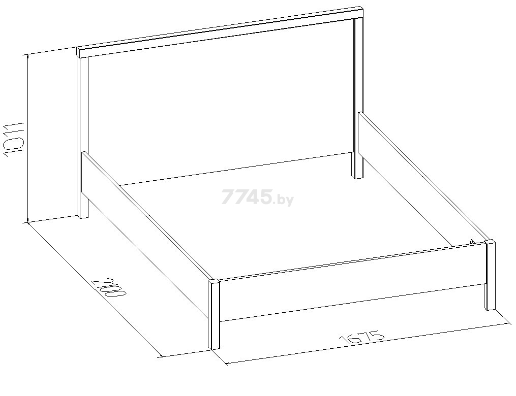Каркас двуспальной кровати ГЛАЗОВ Bauhaus 2 160х200 см бодега светлый - Фото 5