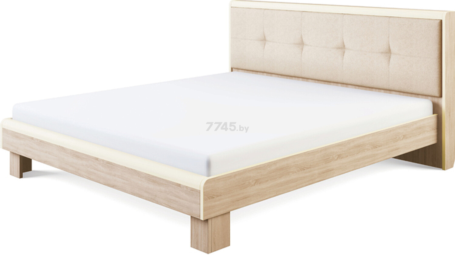 Каркас двуспальной кровати МСТ Оливия 2.2 с мягкой спинкой без основания дуб сонома светлый 160х200 см (М00007724)