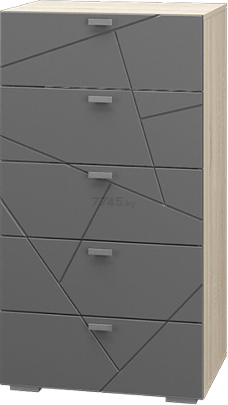 Комод MLK Скайлайн с 5 ящиками дуб сонома светлый/графит 60,2х44,5х111 см (630-0690-073)