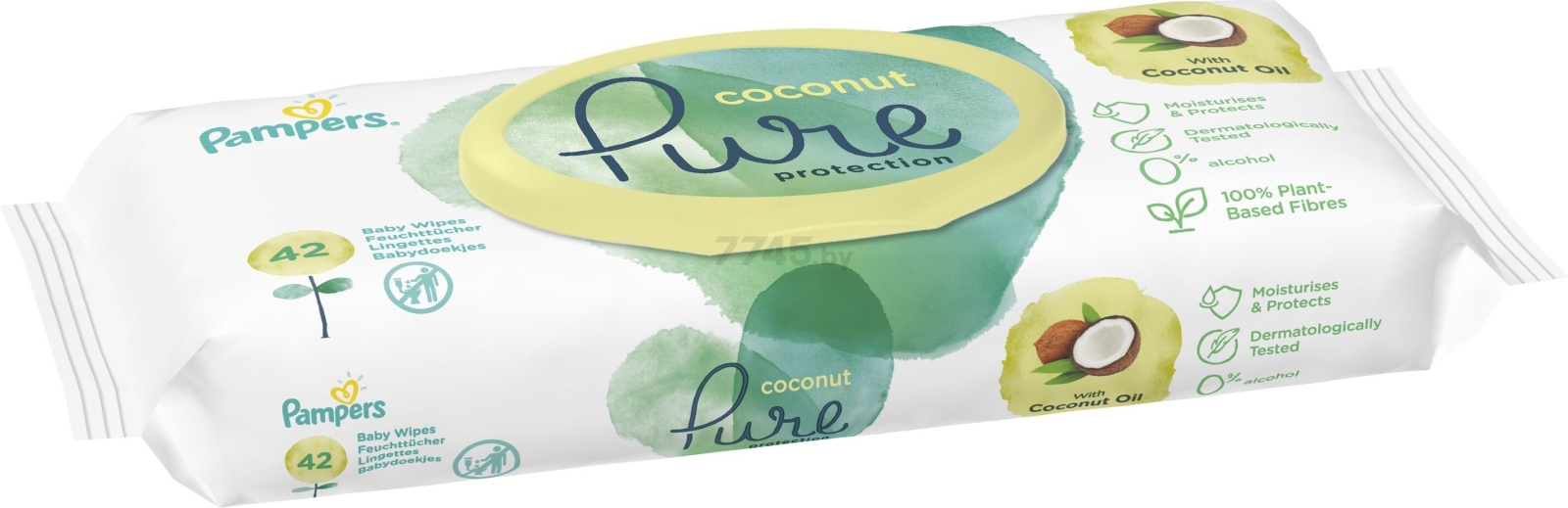 Салфетки влажные детские PAMPERS Protection Coconut Pure 42 штуки (8001841708676) - Фото 3