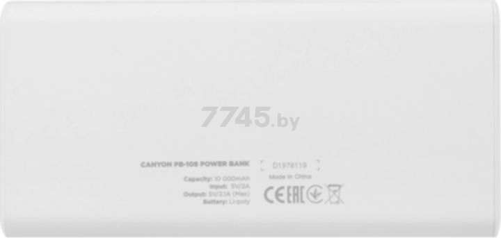 Power Bank CANYON PB-108 10000 mAh White (CNE-CPB1008W) - Фото 5