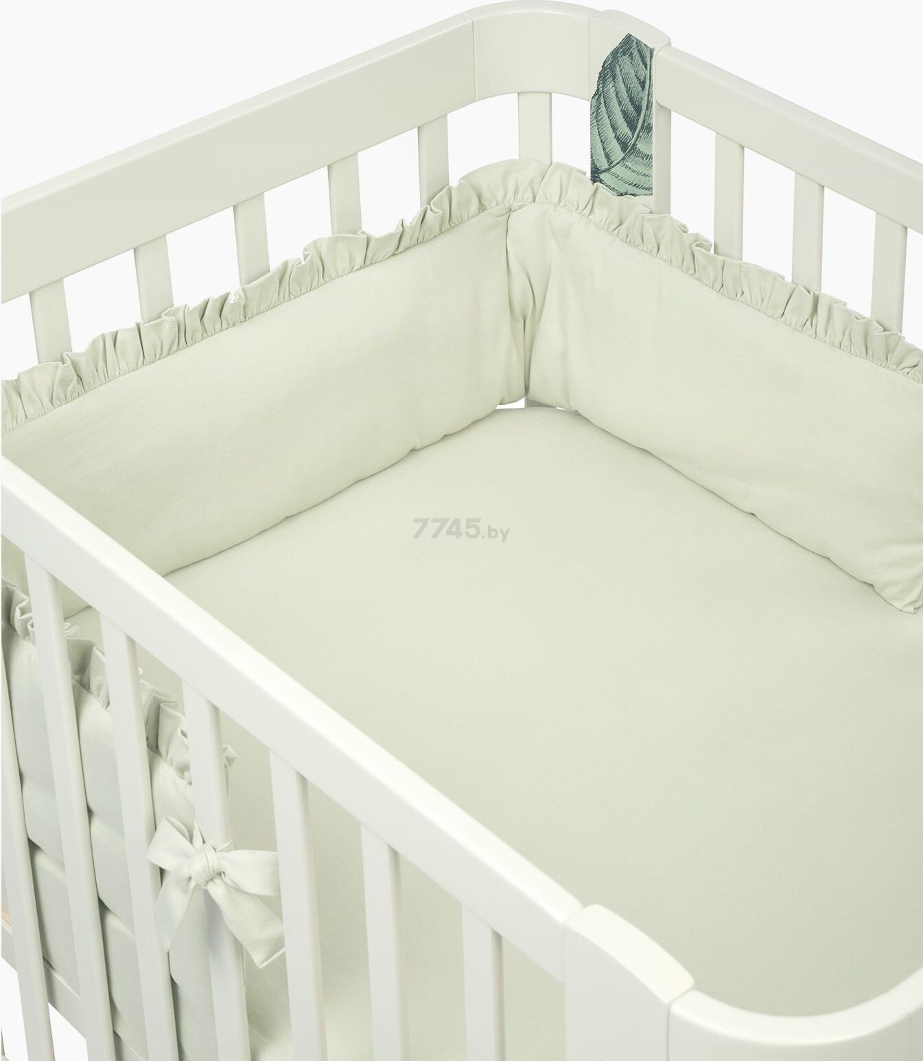 Бортик в кроватку HAPPY BABY на завязках серо-зеленый (87526) - Фото 2