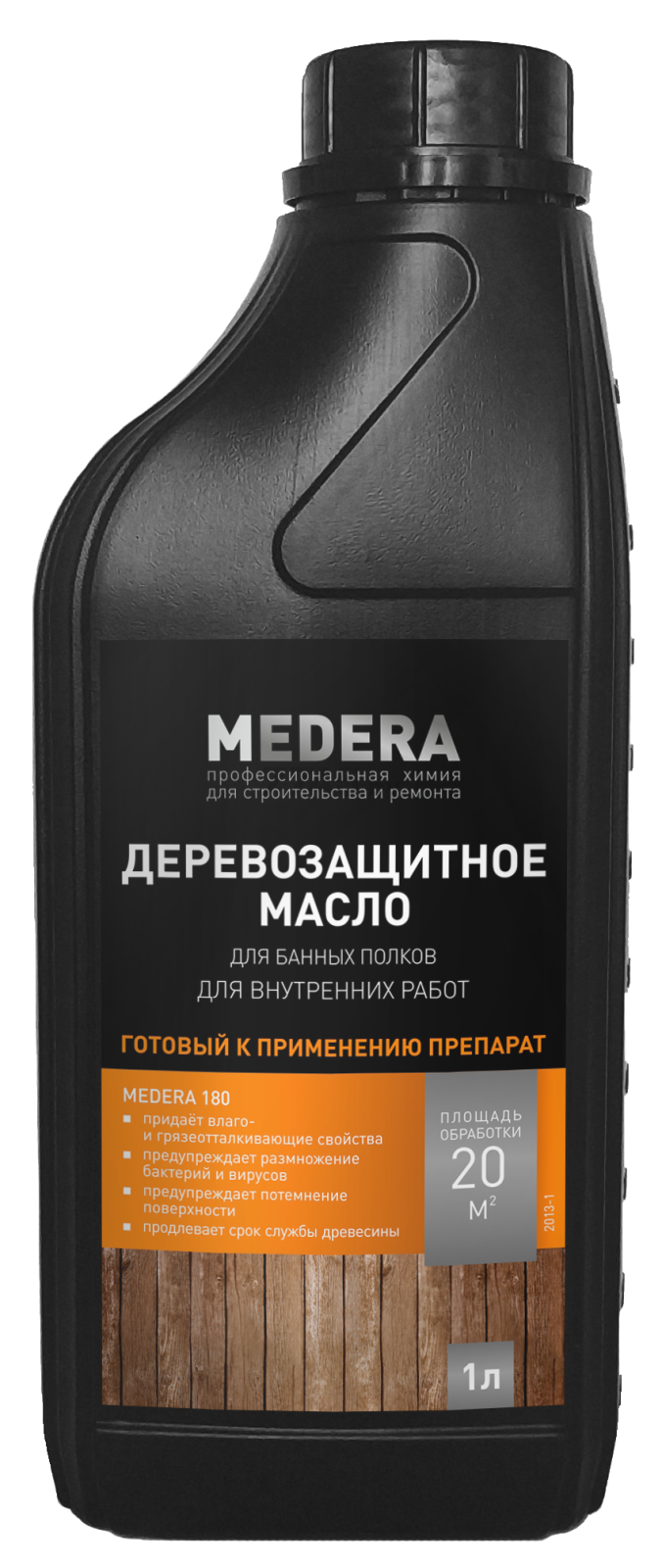 Масло деревозащитное для банных полков MEDERA 180 1 л (2013-1)