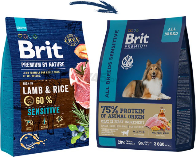Сухой корм для собак BRIT Premium Sensitive All Breed ягненок с индейкой 15 кг (5050055) - Фото 4