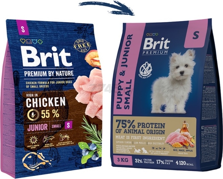Сухой корм для щенков BRIT Premium Puppy and Junior Small курица 3 кг (5049882) - Фото 4